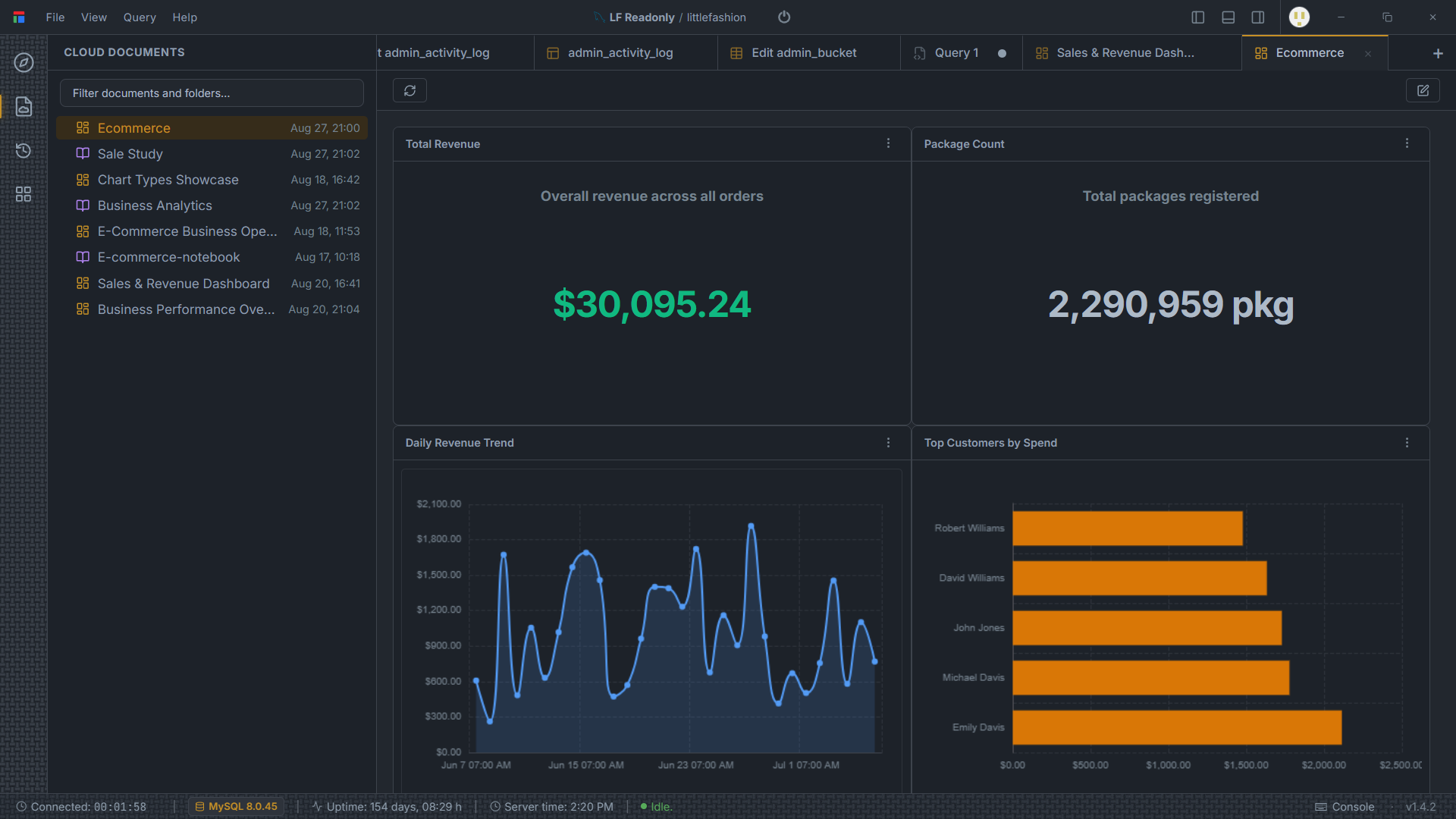 Results Grid, Dashboards & Charts in Darang