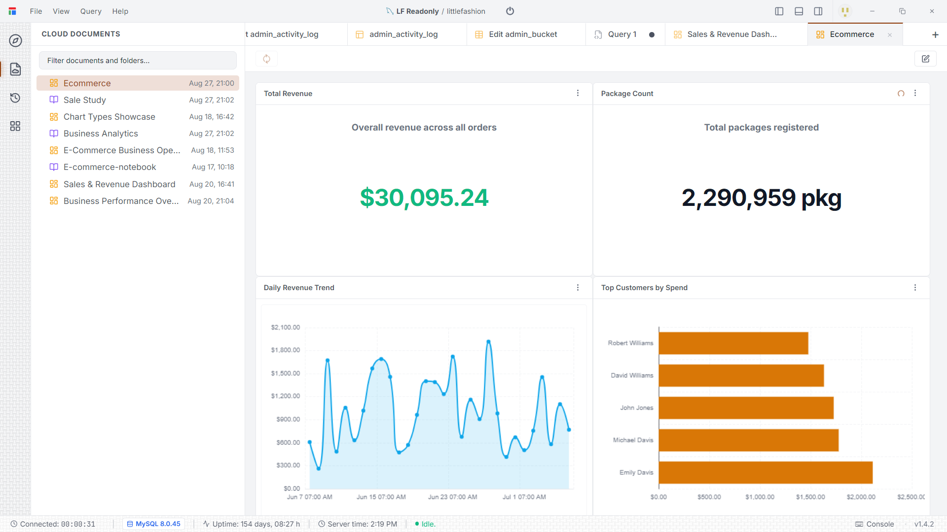 Results Grid, Dashboards & Charts in Darang